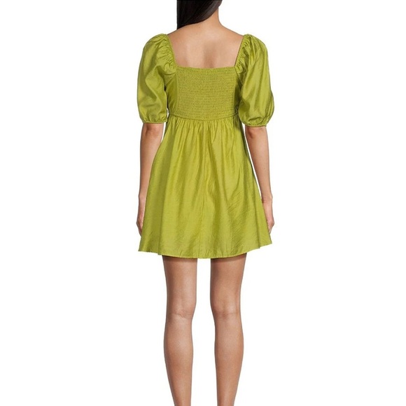 Blu Pepper Square Neck Short Puff Sleeve A-Line Dress Size Medium NWT - Kiwi - Picture 2 of 6